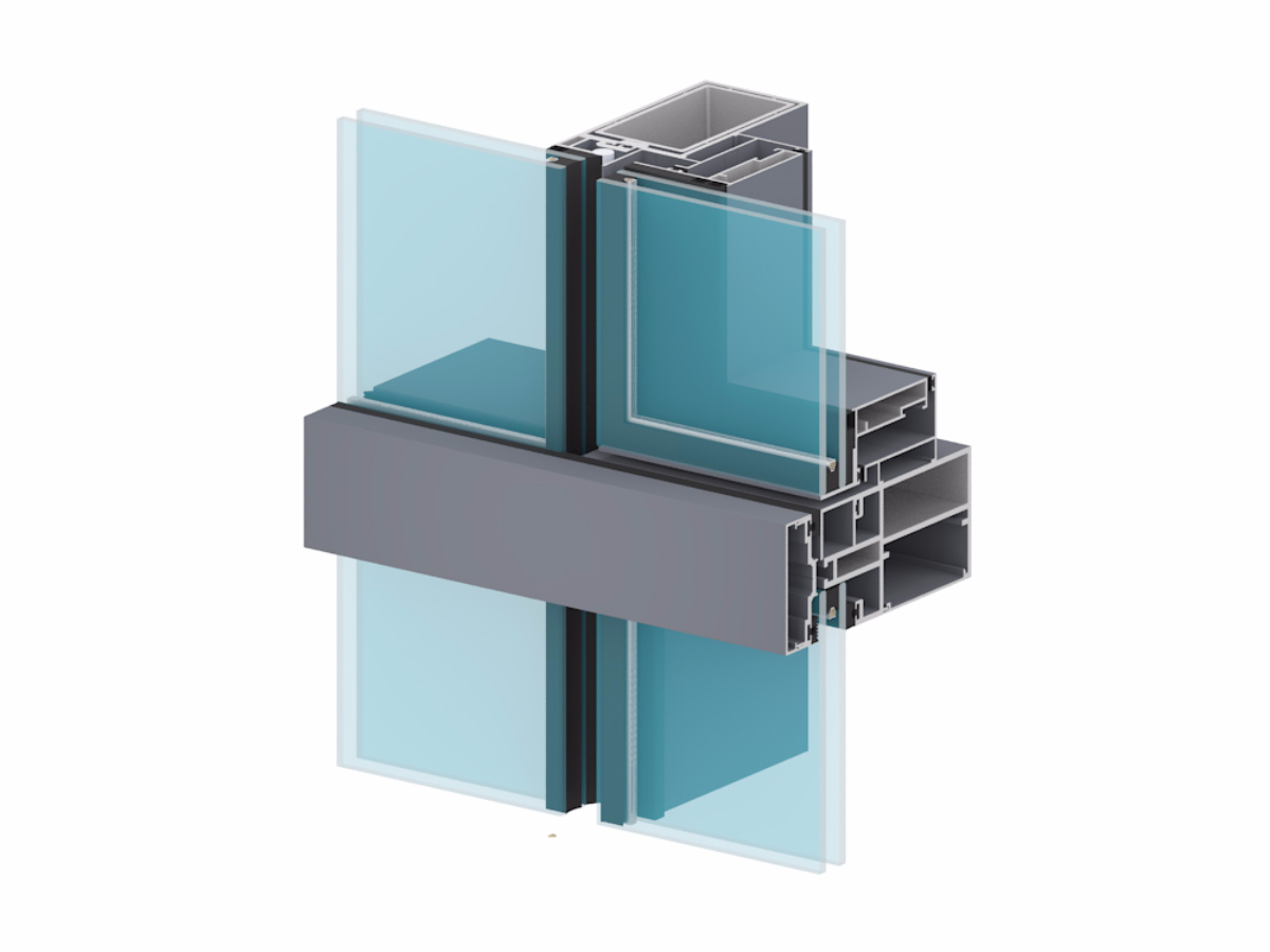 Semi-hidden frame glass curtain wall